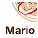Victor og Marios Bistro - Visittkort med Marios navn, logoen i midten og tekst under, alt sentrert. På bakgrunnen er firmaets tittel, Victor og Marios Bistro, med de to bladene fra logoen plassert på høyre side over tittel.